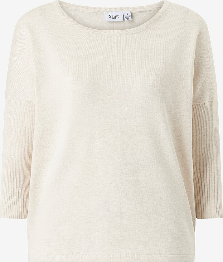 Genser med ribbet erme - Beige