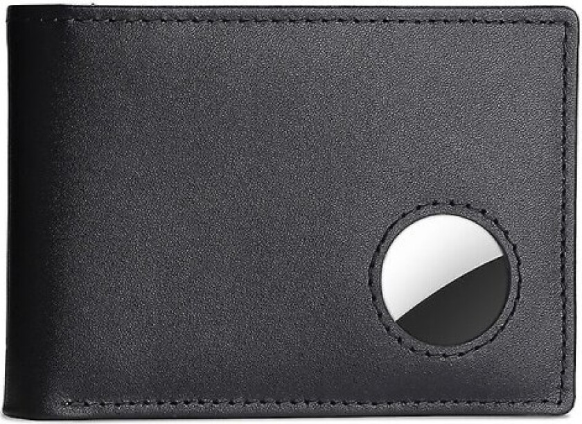 Svart Air Tag-lommebok kompatibel med menn - Stor Airtag Rfid Blocking Bifold-lommebok med 2 ID-vinduer og integrert Airtag-holder