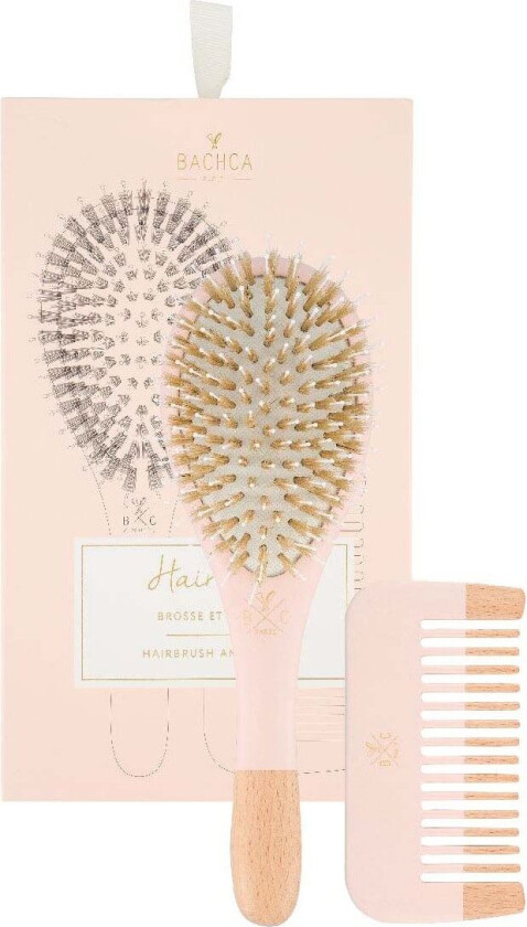 Bilde av BACHCA Baby Kit Brush 100% boar small size + wooden comb Pink