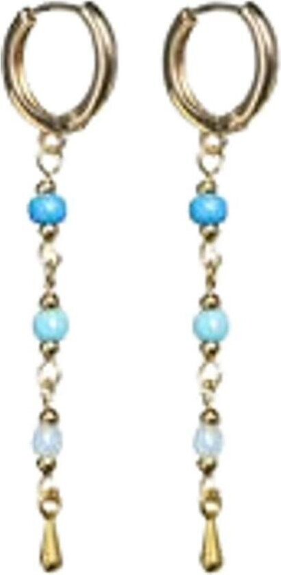 Alia Blue Bead Hoop Earrings