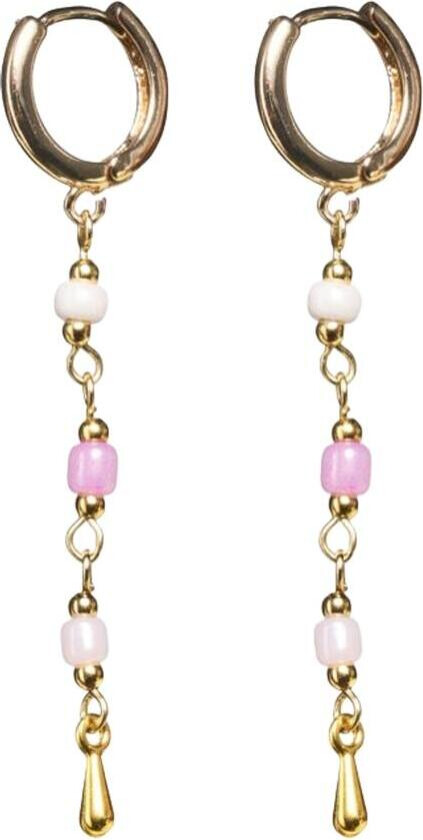 Alia Pink Bead Hoop Earrings