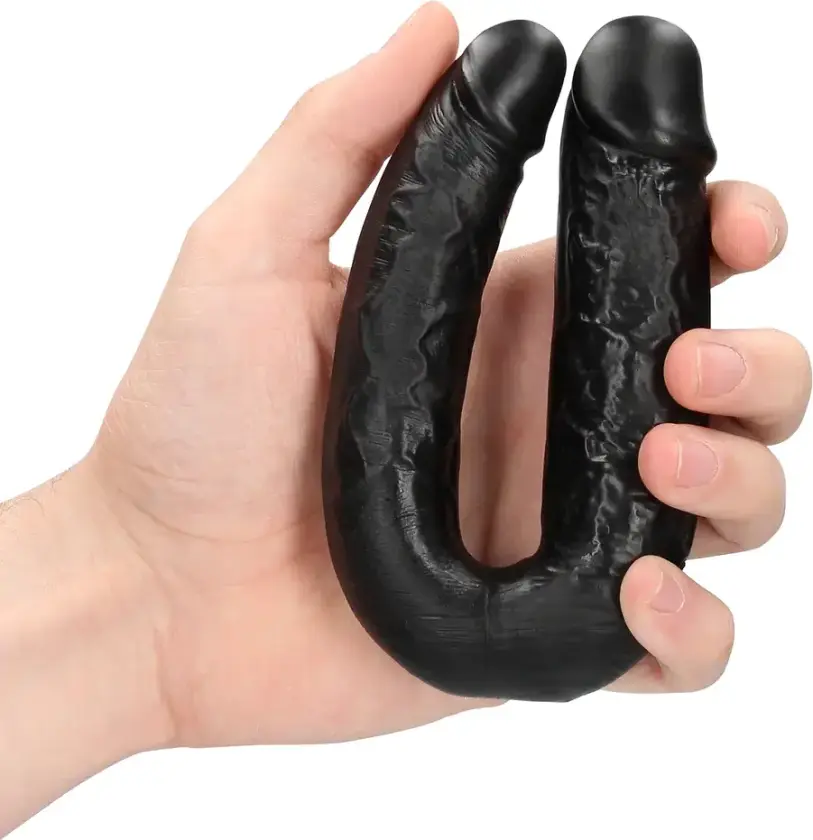 U-formet Dobbeldildo Sort (12,7 cm)