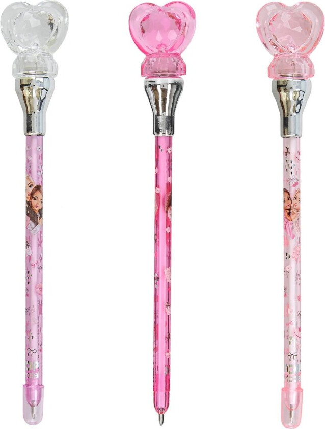 Kulepenn med hjertetopp og lys MY BFF - Rosé, Pink, White