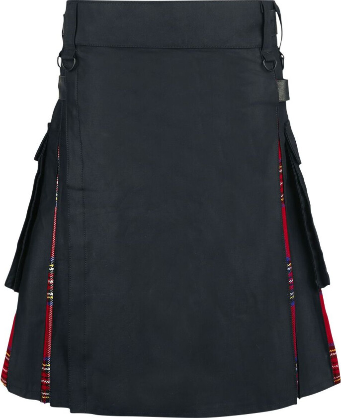 Goth Middellangt skjørt - Black Tartan Kilt - S til XXL - Herrer - svart