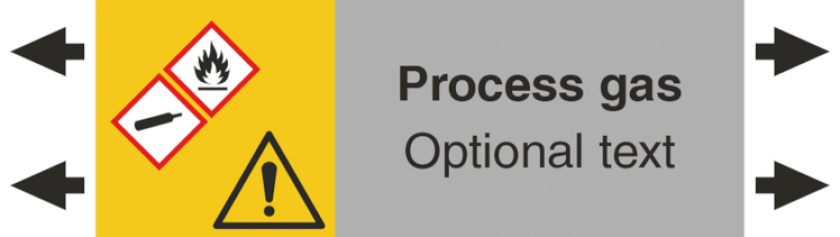Rørmerke Process gas Høyre + venstre Pil