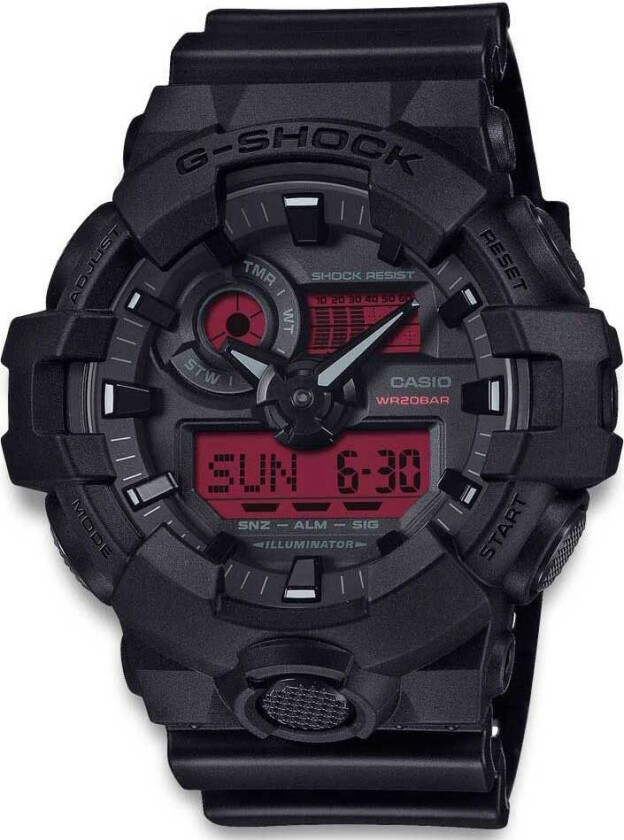 G-Shock GA-700BBR-1AER - Anadigi - Sort - Herreklokker - Resin - Mineral