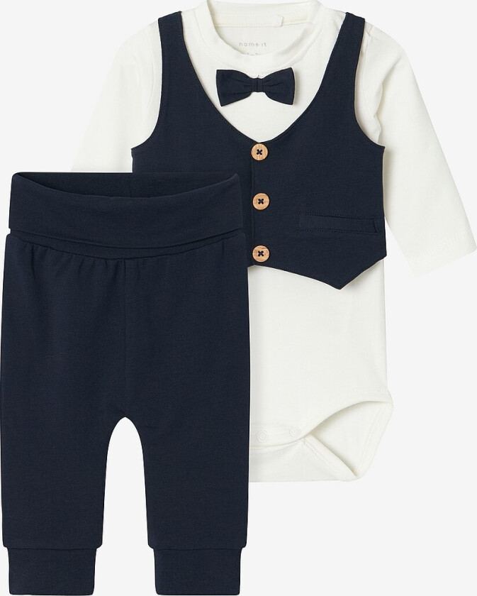 Babysett nbmAdam LS Body Set Noos - Blå