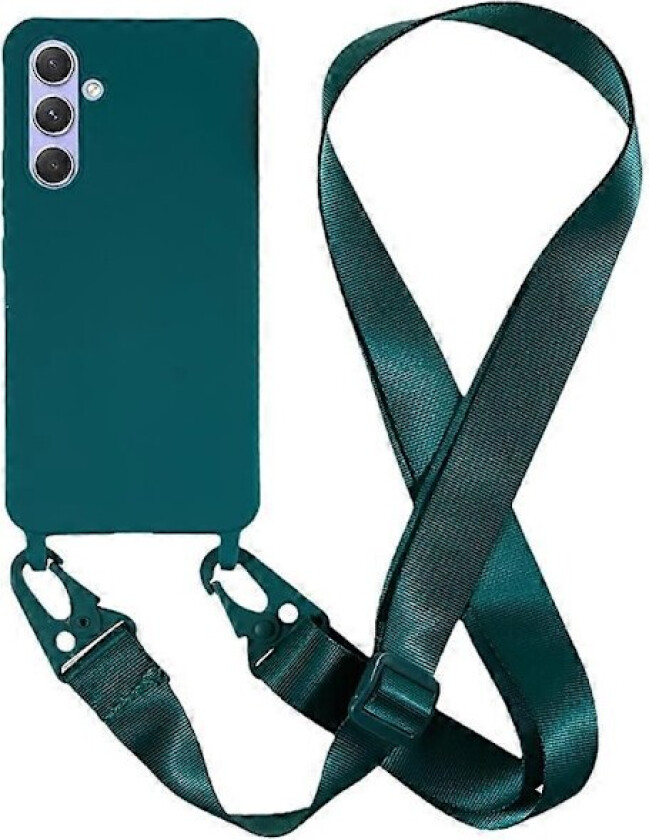 Etui til Samsung Galaxy A55 5G Telefon Shell Anti-fall TPU-deksel med bredt snor - Svart