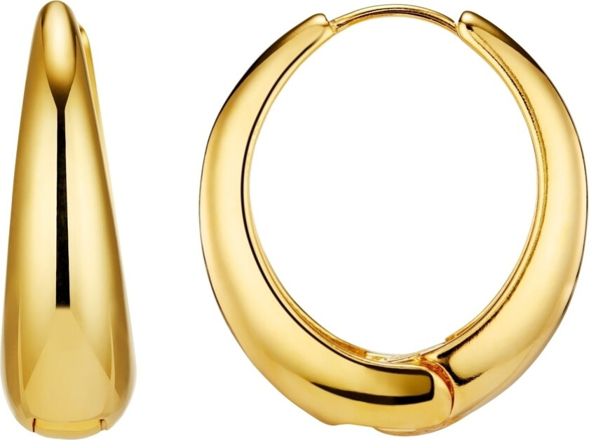 Large Tapered Hoop Earrings Gold
