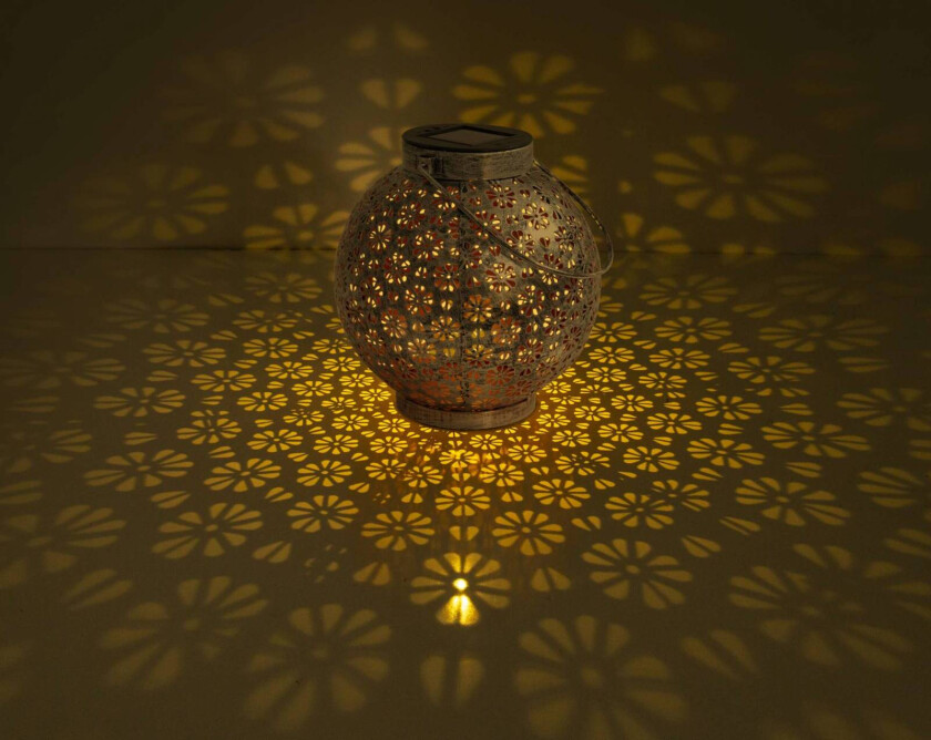 LED-solcellelampe 52854, sølv, metall, 20 cm, IP44, sett med 2 stk