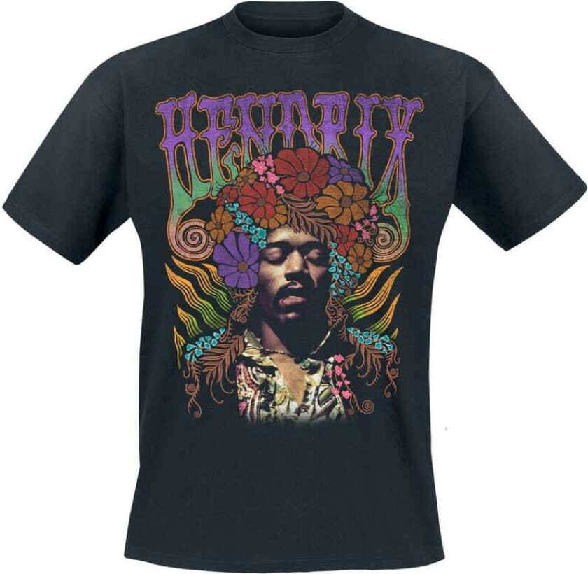 T-skjorte - Flower Power - S til 4XL - Herrer - svart