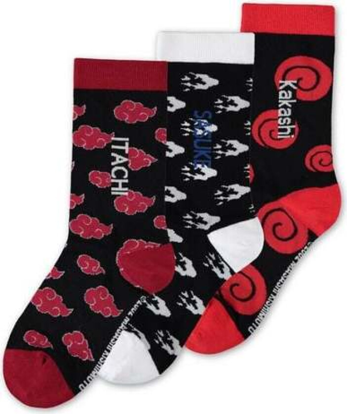 Anime Sokker - Sasuke Kakashi Itachi (3-pakke) - EU39-42 til EU 43-46 - Herrer - flerfarget