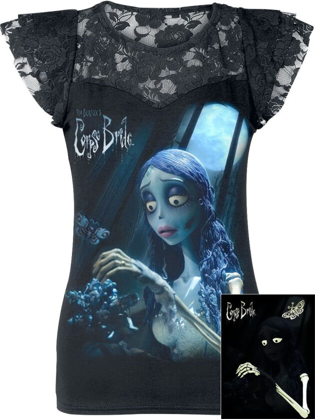 T-skjorte - Emily - Glow In The Dark - S til XXL - Damer - svart