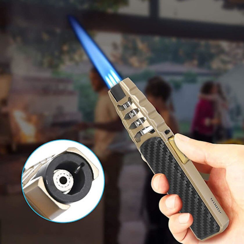 Turboflamme Lighter Jet Flame Solar Beam Torch Jordens heteste lommelykt Vindtett - Svart karbonfiber