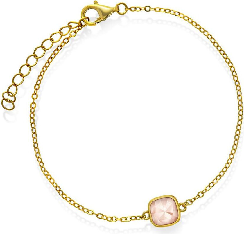 Armbånd i 925 forgylt sølv med rosa opal