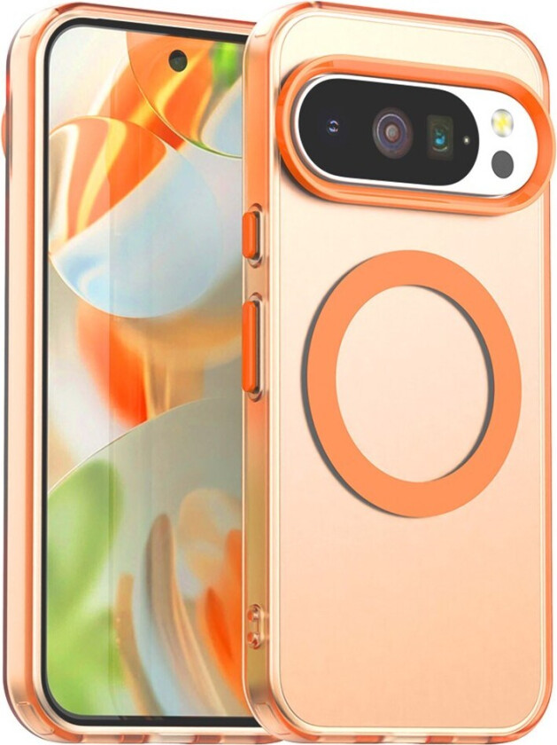 Google Pixel 10 / 10 Pro Hybrid Plast Deksel - MagSafe Kompatibel - Gjennomsiktig / Oransje