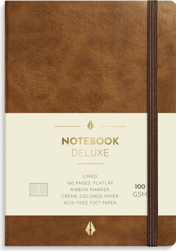 Notatbok Burde A6 linjert Deluxe Cognac