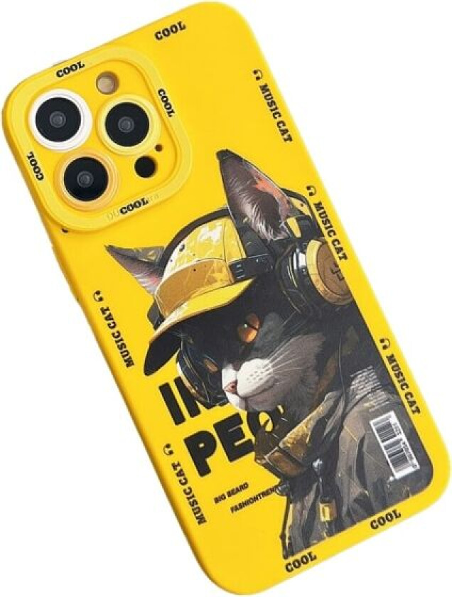 TPU-deksel for iPhone 15 Plus med katter - Gult