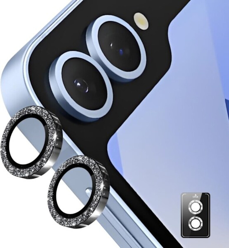 ENKAY kameralinsedeksel til Samsung Galaxy Z Flip7 herdet glass glitter