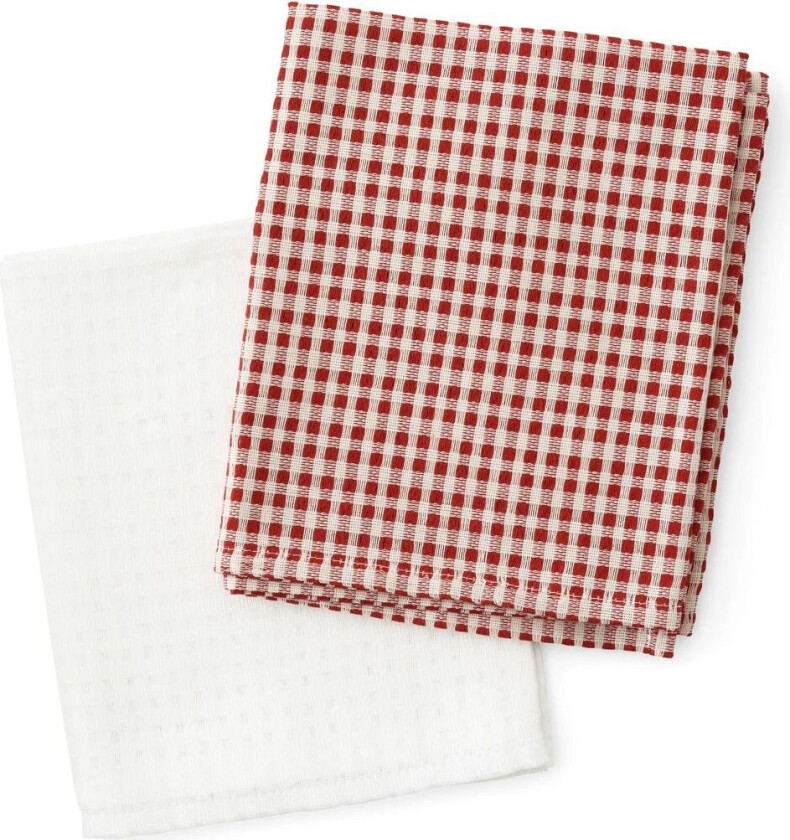 Troides kjøkkenhåndkle 40 x 67 cm 2-pakning Burnt sienna-white