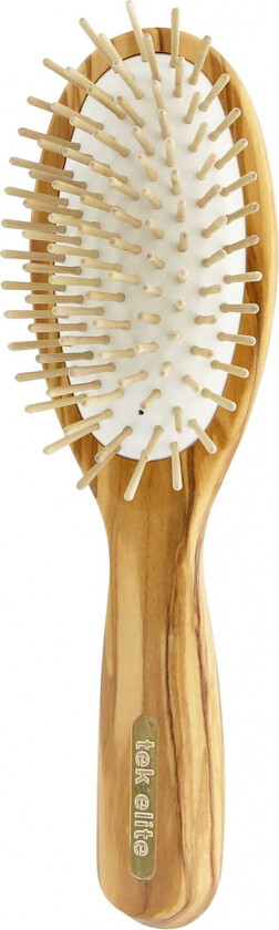 Big Oval Brush In Olive Wood With Short Wooden Pins