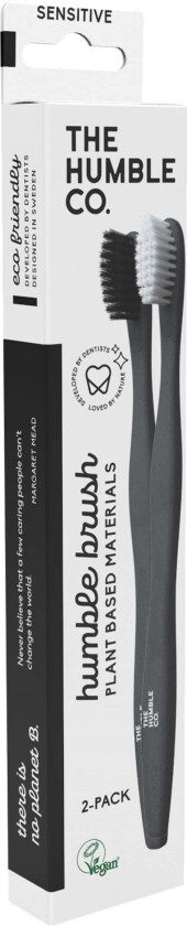 Plant-based Toothbrush 2-pack Sensitive White/blac