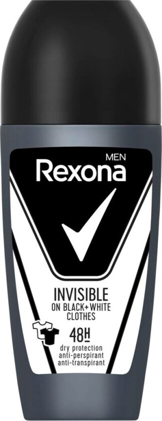 Men 48h Invisible black + white roll-on 50 ml