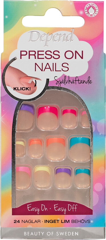 Press On Nails Colourful French