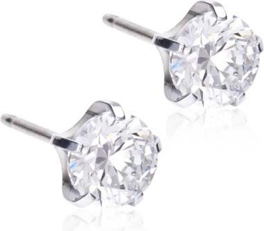Silver Titanium Tiffany Precious, CZ White 6 mm