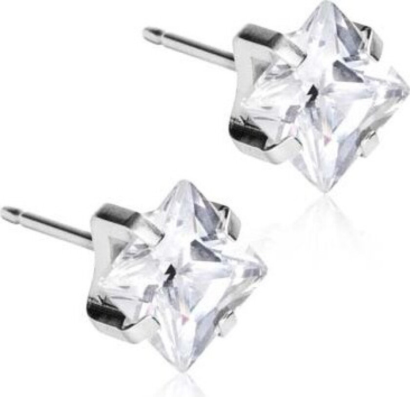 Silver Titanium Tiffany Edge CZ White 7 mm
