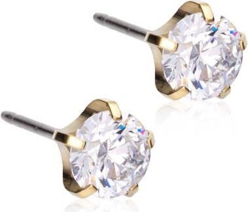 Golden Titanium Tiffany Precious, CZ White 6 mm