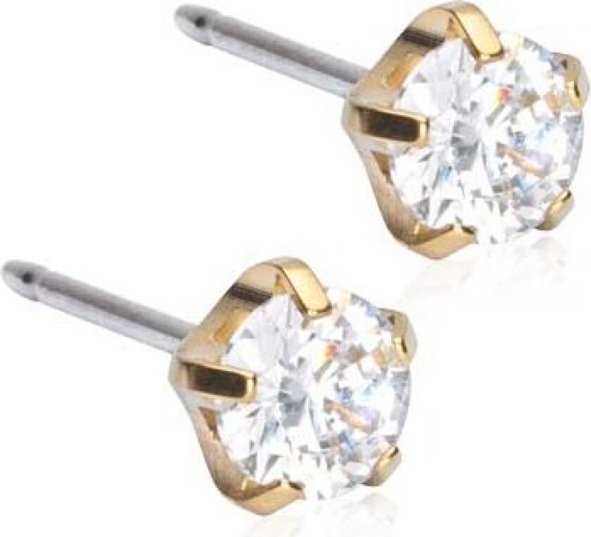 Golden Titanium Tiffany Precious, CZ White 5 mm
