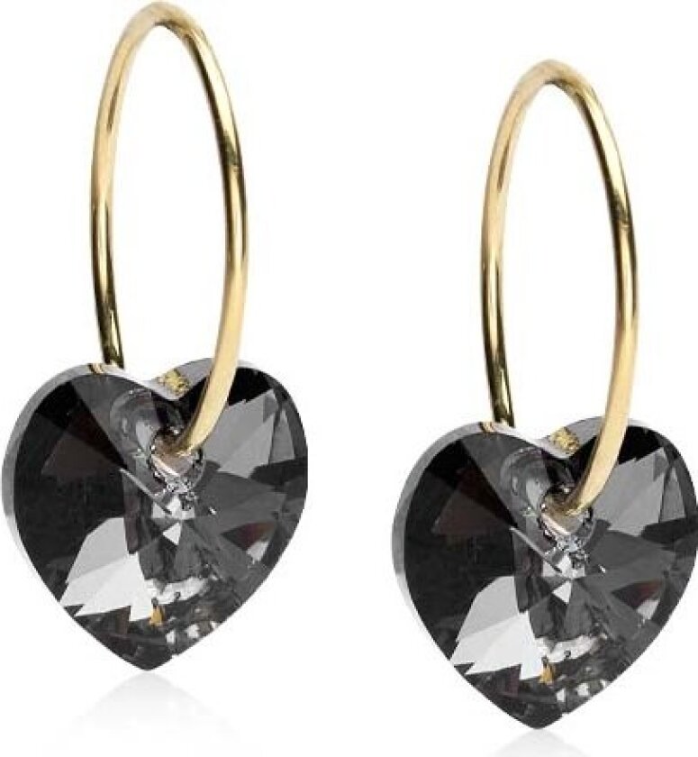 Golden Titanium Ear Ring 14 mm, Heart 10 mm, Rainbow Bla