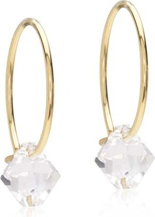 Golden Titanium Ear Ring 14 mm, Bicone 6 mm Crystal