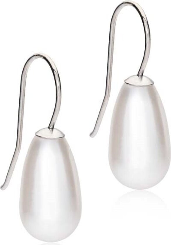 Natural Titanium Penda Pearl Drop 15 mm White