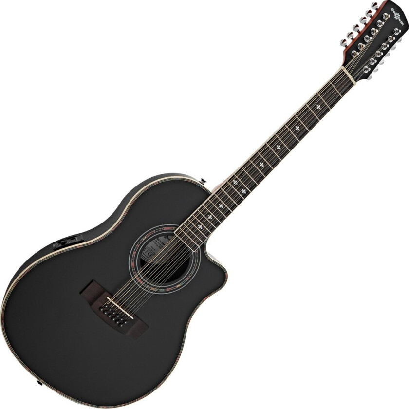 12 String Electro Acoustic Roundback Guitar by Gear4music Black