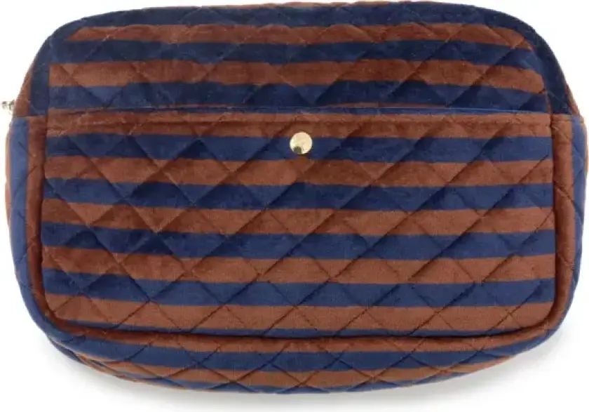 Beauty Bag Large Blues & Stripes Velvet