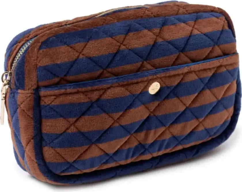 Beauty Bag Medium Blues & Stripes Velvet