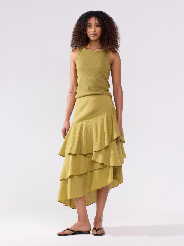 Midiskjørt med volanger