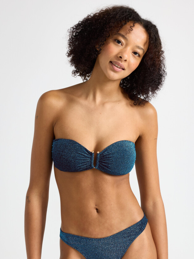 Vattert bandeau bikini bh med lurex
