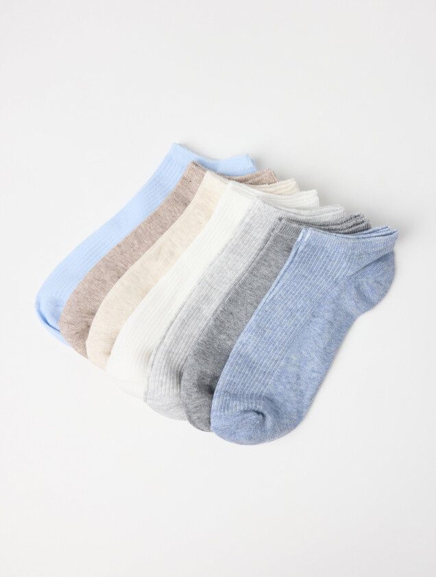 7-pakning ribbet ankelsokker