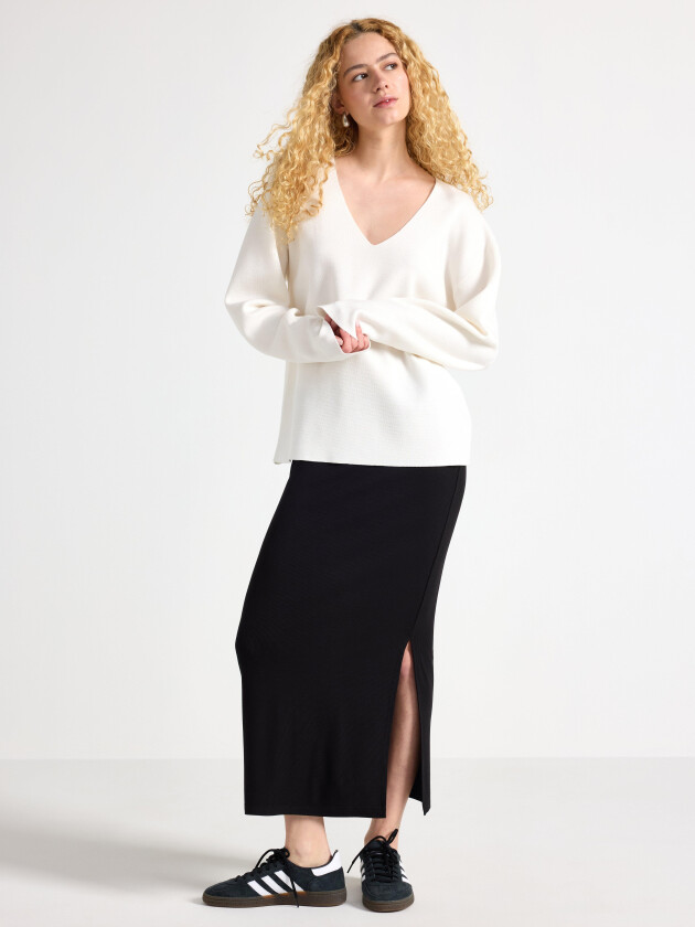 Ribbet jerseyskjørt