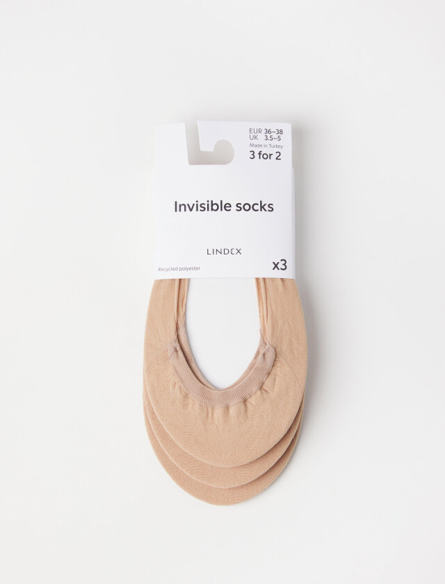 3-pakning Usynlig sokker