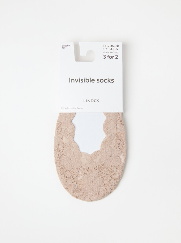 Usynlige sokker med blonder