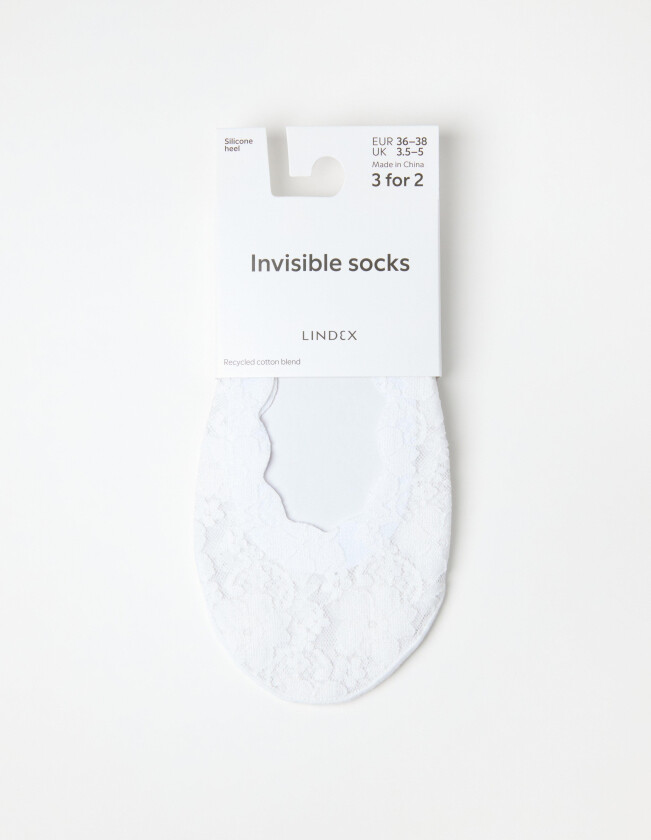 Usynlige sokker med blonder