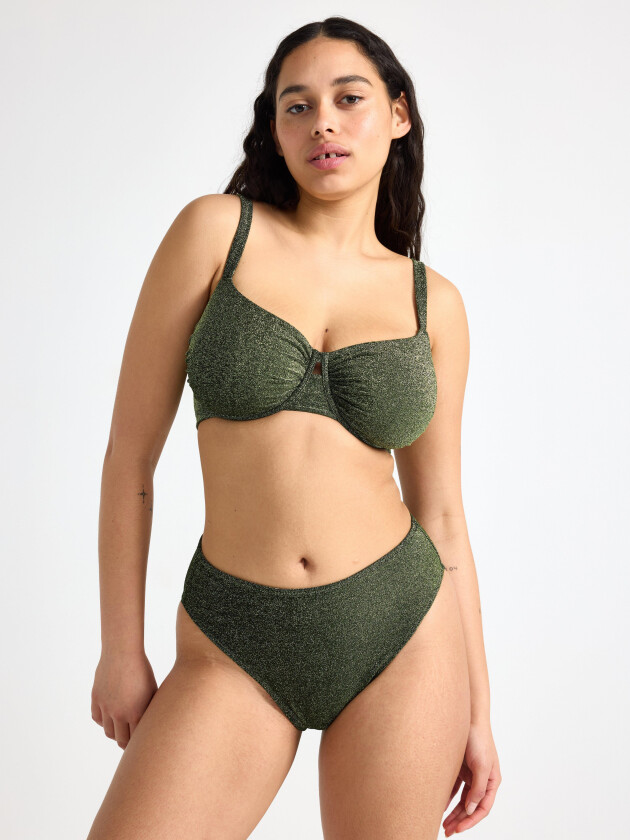 Høytaljet bikiniunderdel med lurex