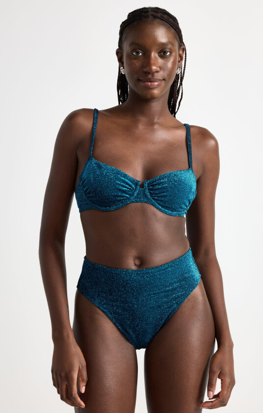 Høytaljet bikiniunderdel med lurex