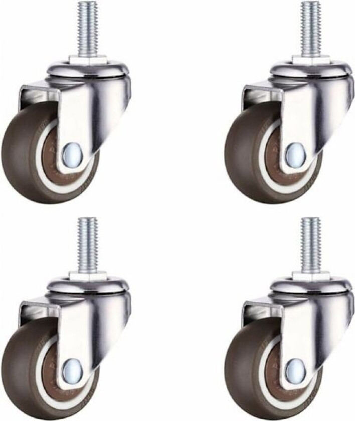 4 stk 38mm svingbare hjul Gummi møbelhjul M8x20mm fo