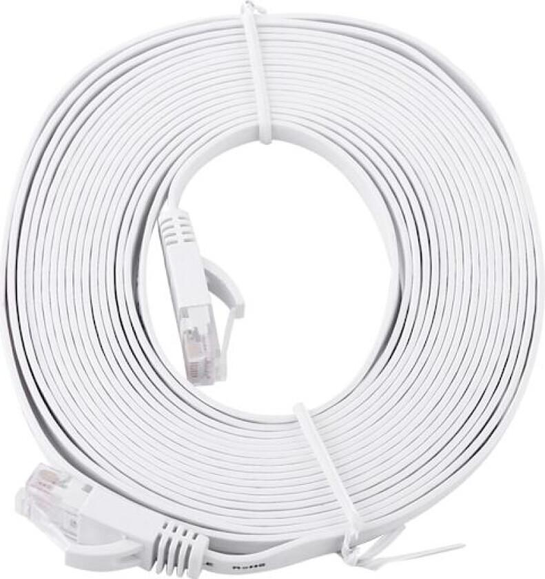 RJ45 CAT6 Ethernet nettverkskabel flat LAN UTP patchkabel 1000M hvit 5 meter