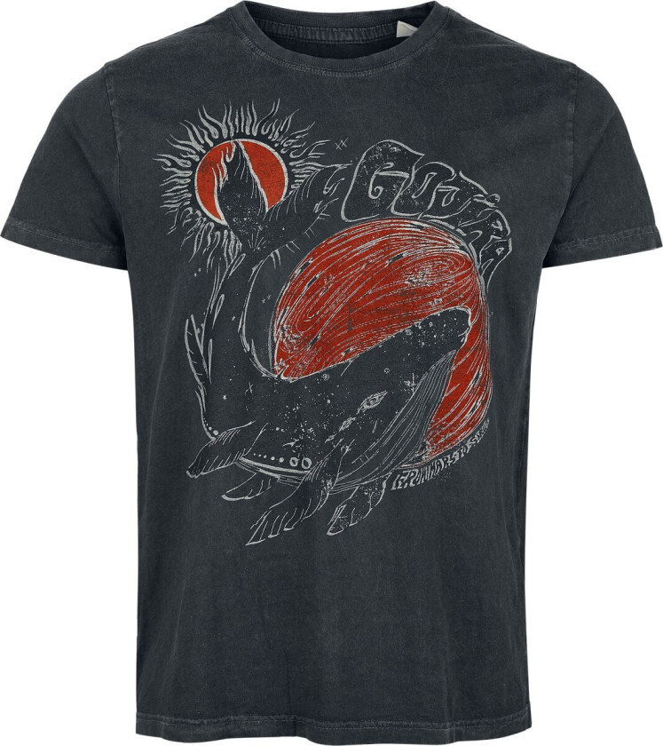 T-skjorte - Whale Sun Moon - S til 4XL - Herrer - mørkegrå